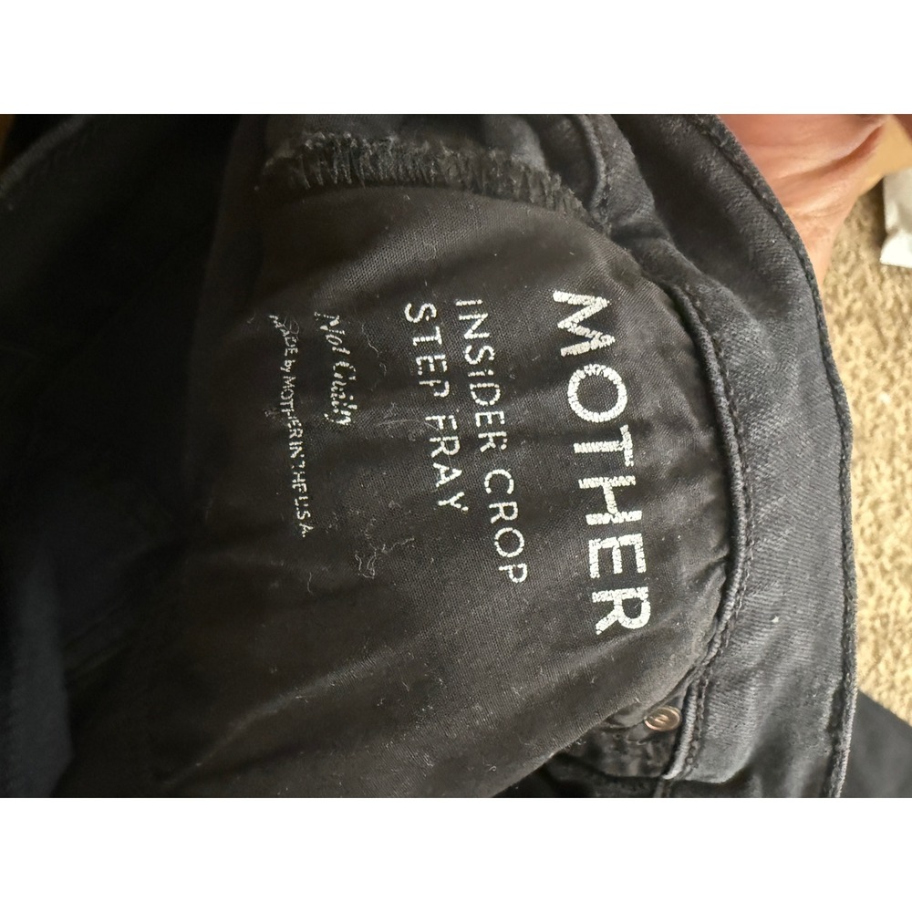 Mother Insider Crop Step Fray Jeans Not Guilty Black High Rise Flare Size 27 - Picture 7 of 8